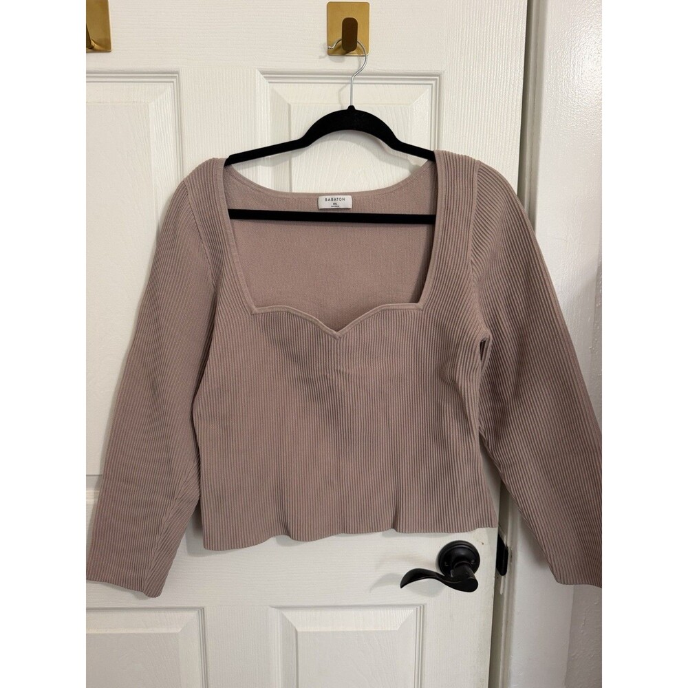 Aritzia Babaton Sculpt Knit Sweetheart Longsleeve Size XXL Mauve Sweetheart